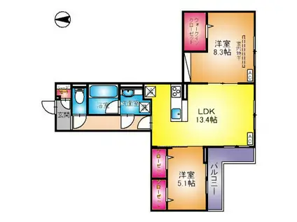 アニヴェルセル(2LDK/2階)の間取り写真