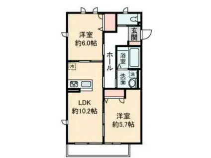 ソレアードV(2LDK/1階)の間取り写真