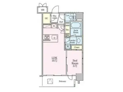 クレストコート押上(1LDK/2階)の間取り写真