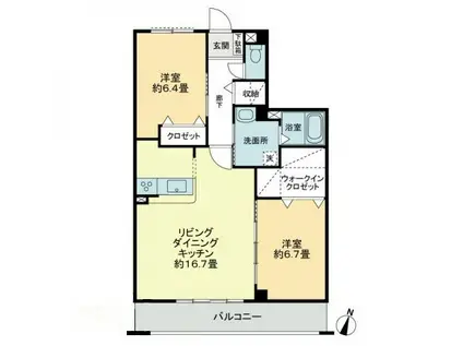 フォブールインフィニI(2LDK/3階)の間取り写真