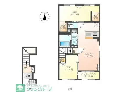 深谷市国済寺スターテラスII(2LDK/2階)の間取り写真