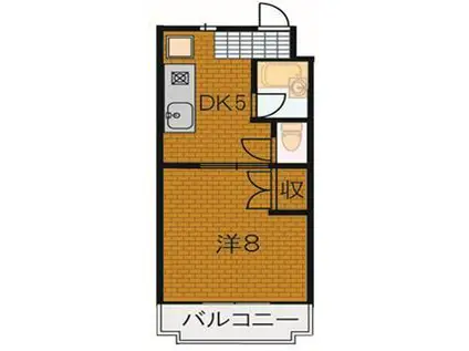 ファミーユII(1DK/3階)の間取り写真