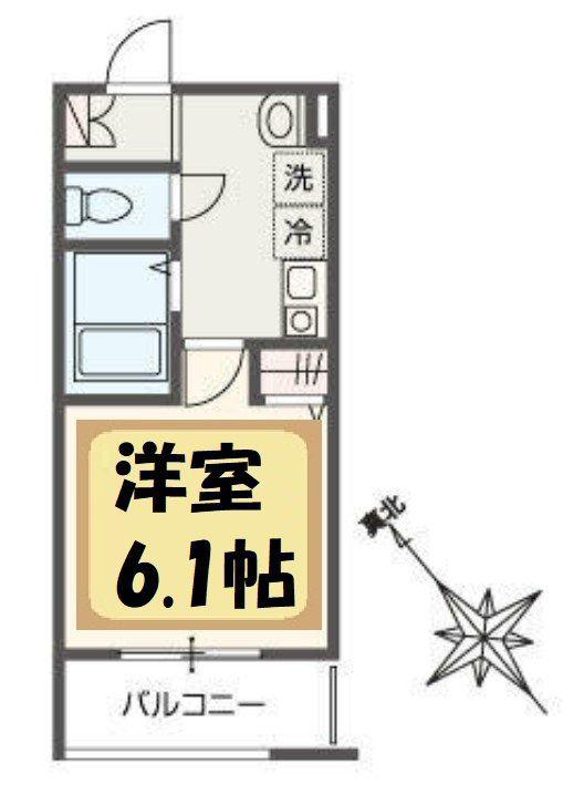 MELLAS大袋(1K/1階)の間取り写真