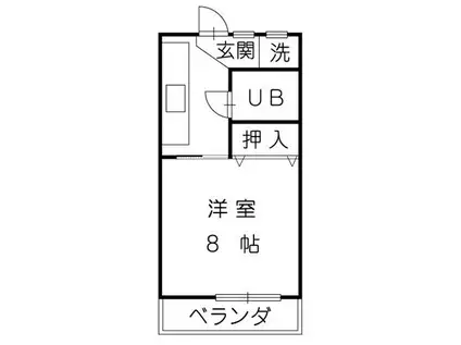 レジデンス県(1K/3階)の間取り写真