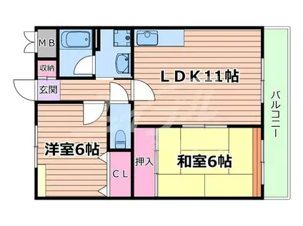 アモール永田(2LDK/3階)の間取り写真