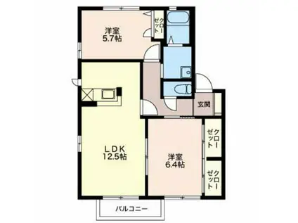 グリーンヒルズ(2LDK/2階)の間取り写真