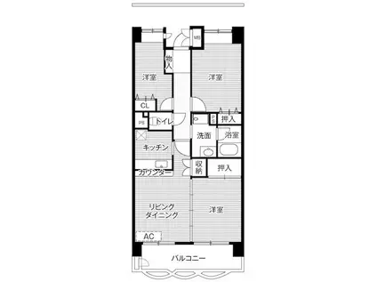 ビレッジハウス潮見タワー 1号棟(3LDK/12階)の間取り写真