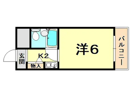 フレクサンス北今津(1K/6階)の間取り写真