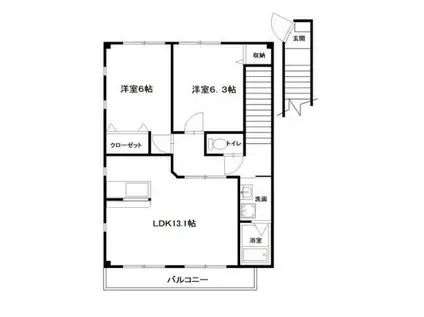 ハイステージ12 A(2LDK/2階)の間取り写真