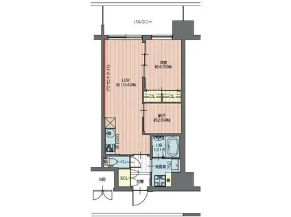 プレジオ川口(1SLDK/6階)の間取り写真