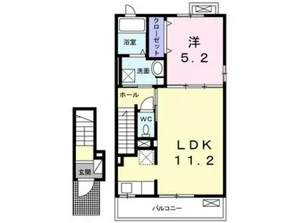 スクエア名東II(1LDK/2階)の間取り写真