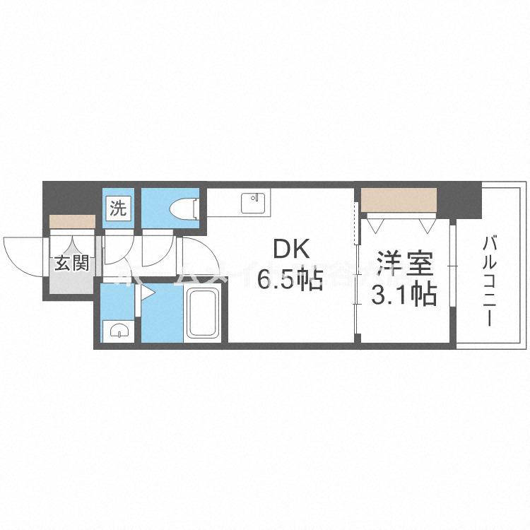 アドバンス江坂ラシュレ(1DK/12階)の間取り写真