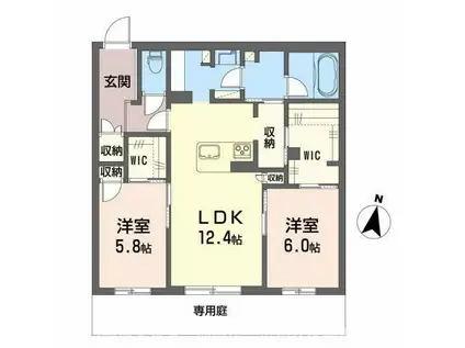 シャーメゾンコンフォーザ(2LDK/1階)の間取り写真