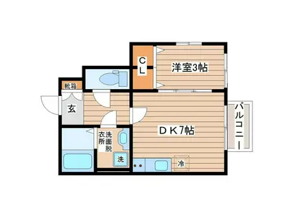 Mステージ木町(1DK/1階)の間取り写真