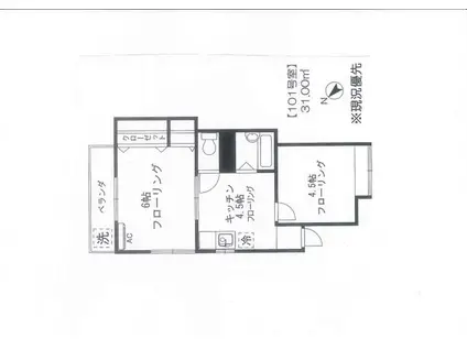 杉本ハイツ(2K/1階)の間取り写真