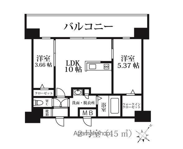 MODERN PALAZZO 天神AXIA(2LDK/13階)の間取り写真