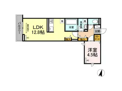 オリヴィエ西町(1LDK/2階)の間取り写真