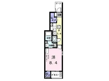 アンソレイユ(1K/1階)の間取り写真