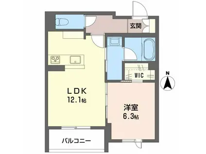 リヴィエール富沢(1LDK/2階)の間取り写真