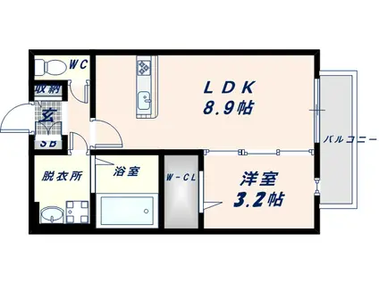グレイス奥林A(1LDK/2階)の間取り写真