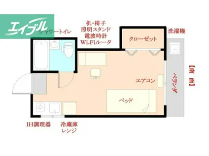 カーサフィオーレ学南町(1K/2階)の間取り写真