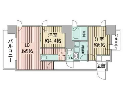 ヴォーネン円山裏参道(2LDK/8階)の間取り写真