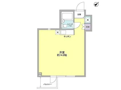 ウイングコート東雪谷(ワンルーム/4階)の間取り写真