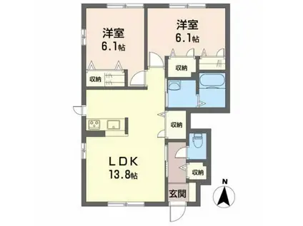 シャーメゾン初月(2LDK/1階)の間取り写真