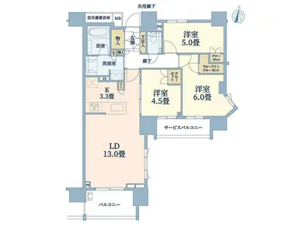 ブランズ北千住(3LDK/10階)の間取り写真