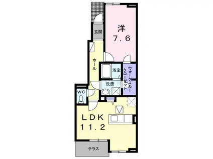 カーサ・ソレイユII(1LDK/1階)の間取り写真