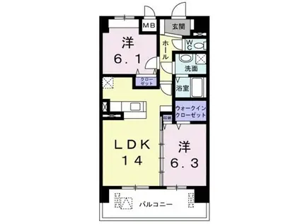 ファミリアレアーレ(2LDK/6階)の間取り写真