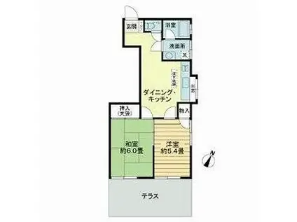 アテネハイツ(2DK/1階)の間取り写真