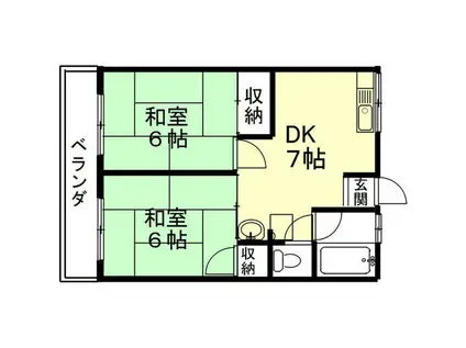 チェリス鏡島(2DK/2階)の間取り写真