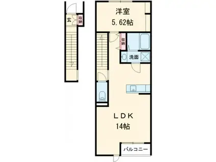 シャインS栄田(1LDK/2階)の間取り写真