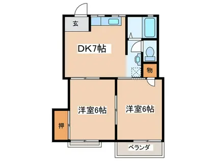 コーポ宮田C(2DK/2階)の間取り写真