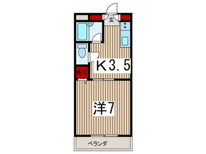 ベルハウス2番館(1K/1階)の間取り写真