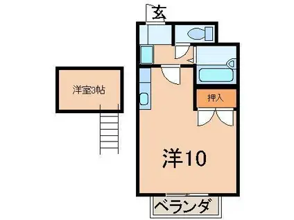 カーサ腰浜(ワンルーム/2階)の間取り写真