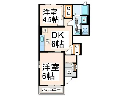 メゾン ド コリーヌ(2DK/1階)の間取り写真