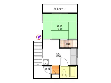 菅井ハイツ(1DK/2階)の間取り写真