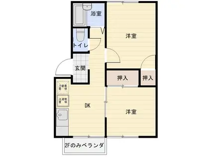 メゾンドフローラ(2DK/2階)の間取り写真