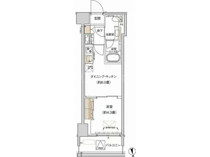 プライムネクサス大森北(1DK/2階)の間取り写真