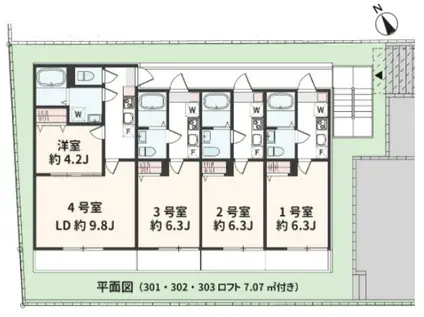 アザーレ・クオン伊勢原(1K/3階)の間取り写真