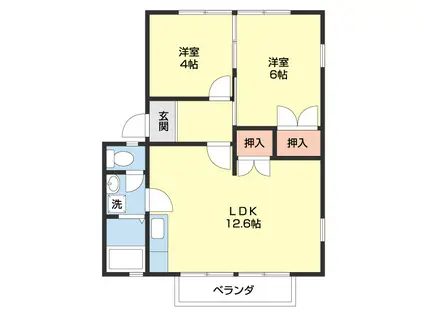 エスペラント(2LDK/2階)の間取り写真