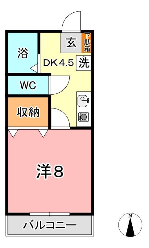 パークサイド安江(1DK/1階)の間取り写真