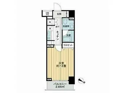 ライオンズクオーレ東京三ノ輪シティゲート(1K/6階)の間取り写真