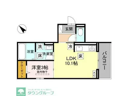 クレシア武蔵浦和(1LDK/1階)の間取り写真