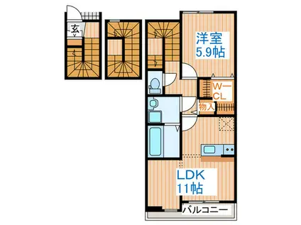 ドゥ・アネッサAIII(1LDK/3階)の間取り写真