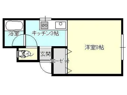 イレブンフォー(1K/1階)の間取り写真