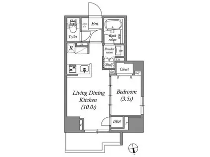 コスモグラシア浅草(1LDK/10階)の間取り写真