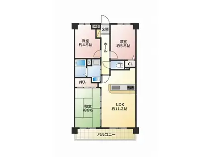 プレステージ南大久保(3LDK/5階)の間取り写真